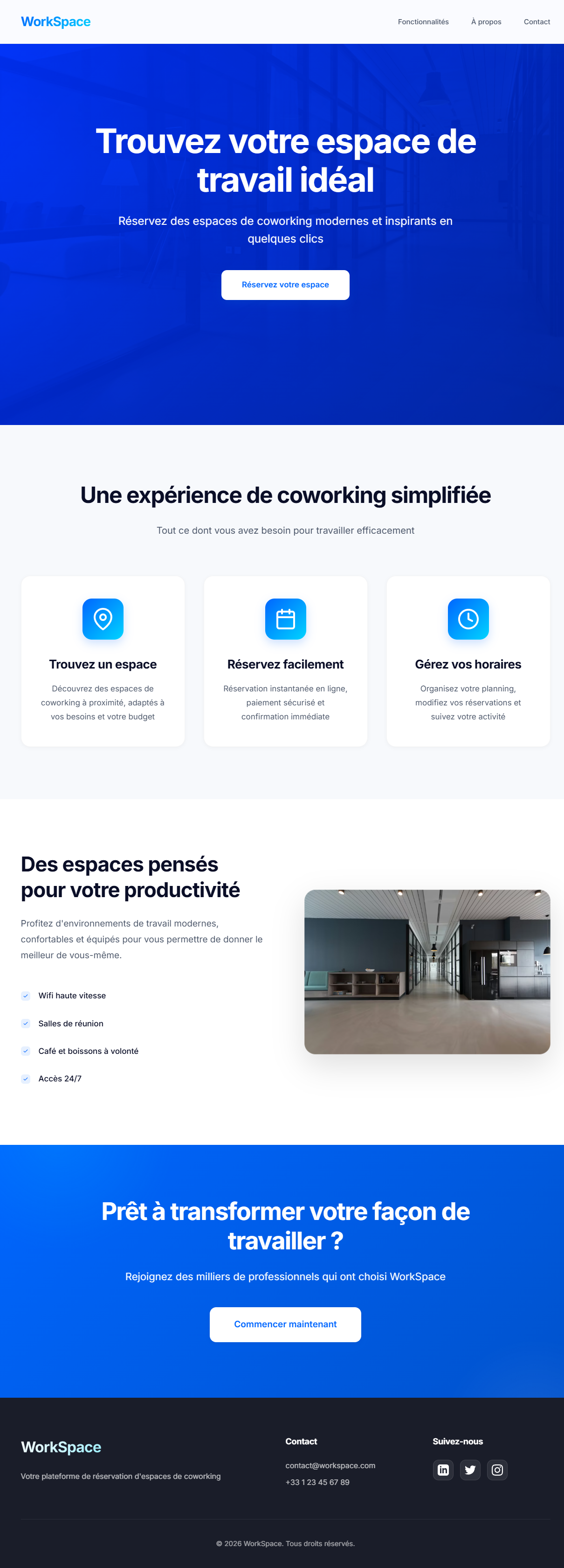 Landing Page Coworking