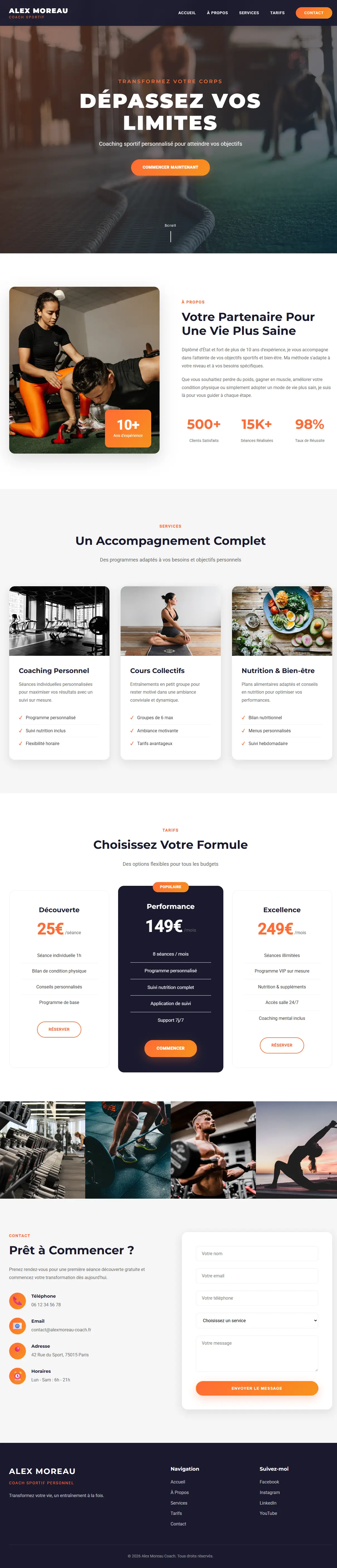 Site Vitrine Coach Sportif