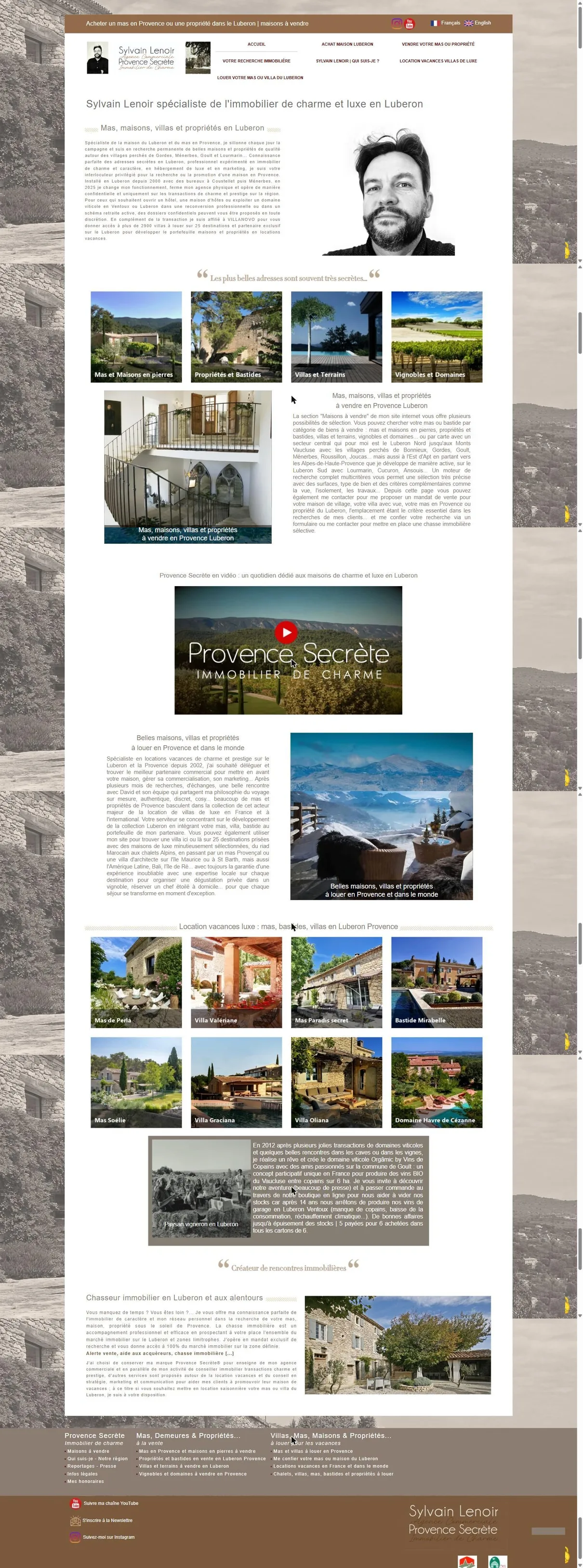 Site vitrine de l'agence immobilière Provence Secrète