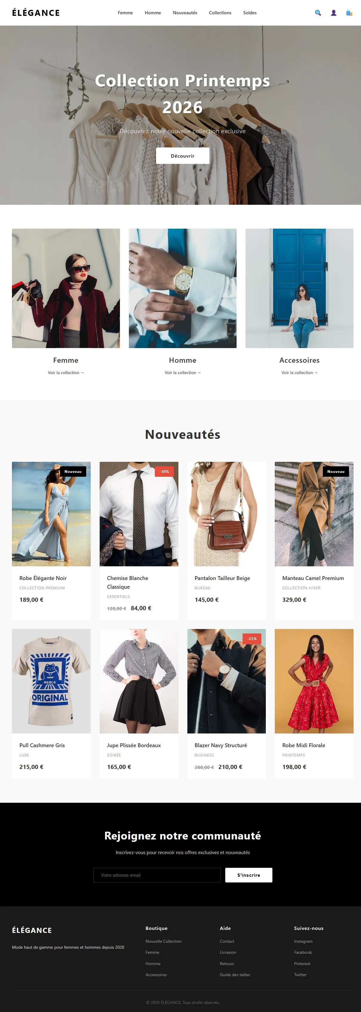 Site E-commerce Vêtements